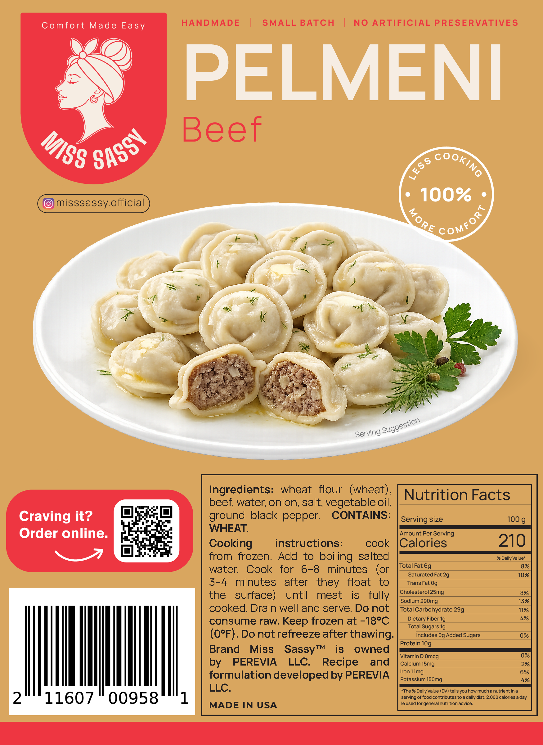 Miss Sassy Pelmeni Beef 2lb