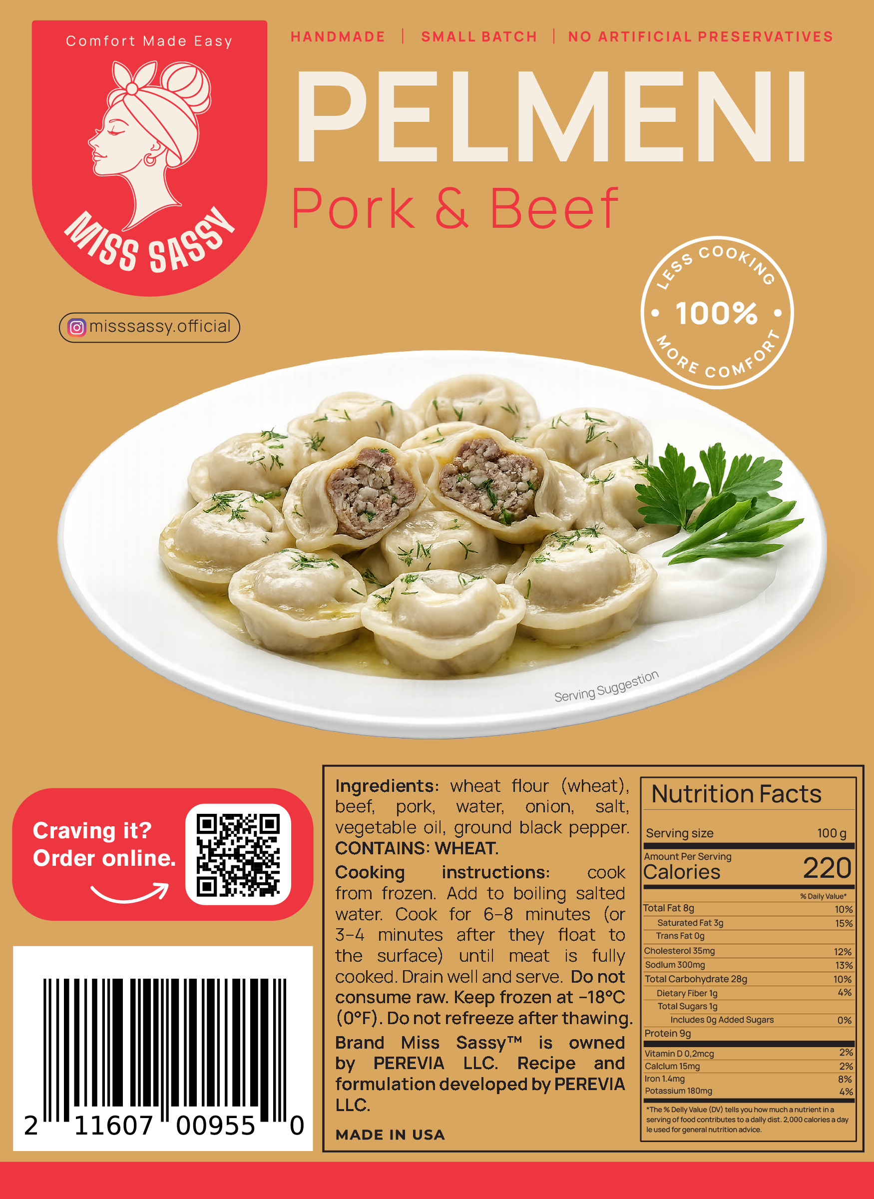 Miss Sassy Pelmeni Pork & Beef 2lb