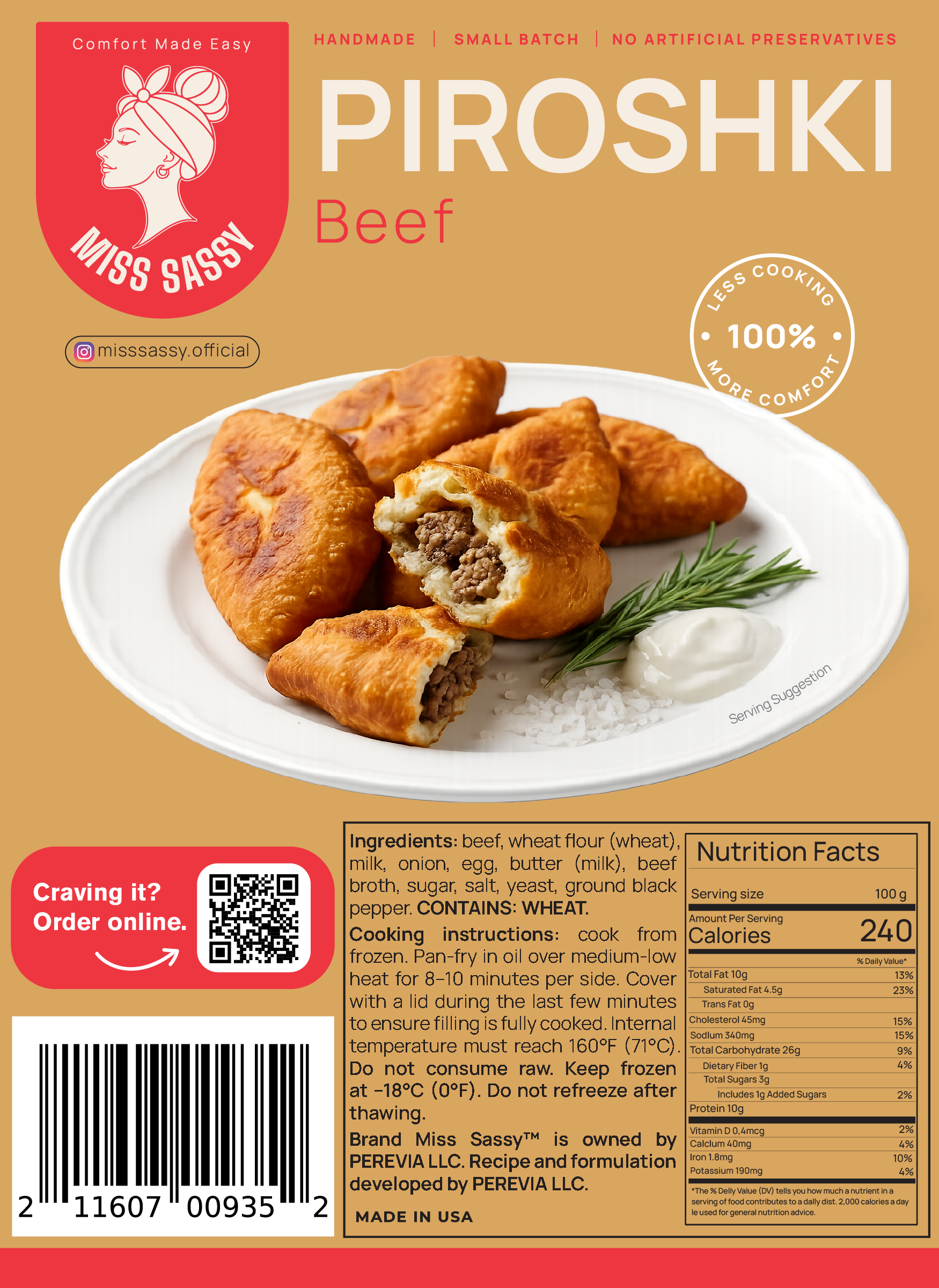Miss Sassy Piroshki Beef 1.2lb