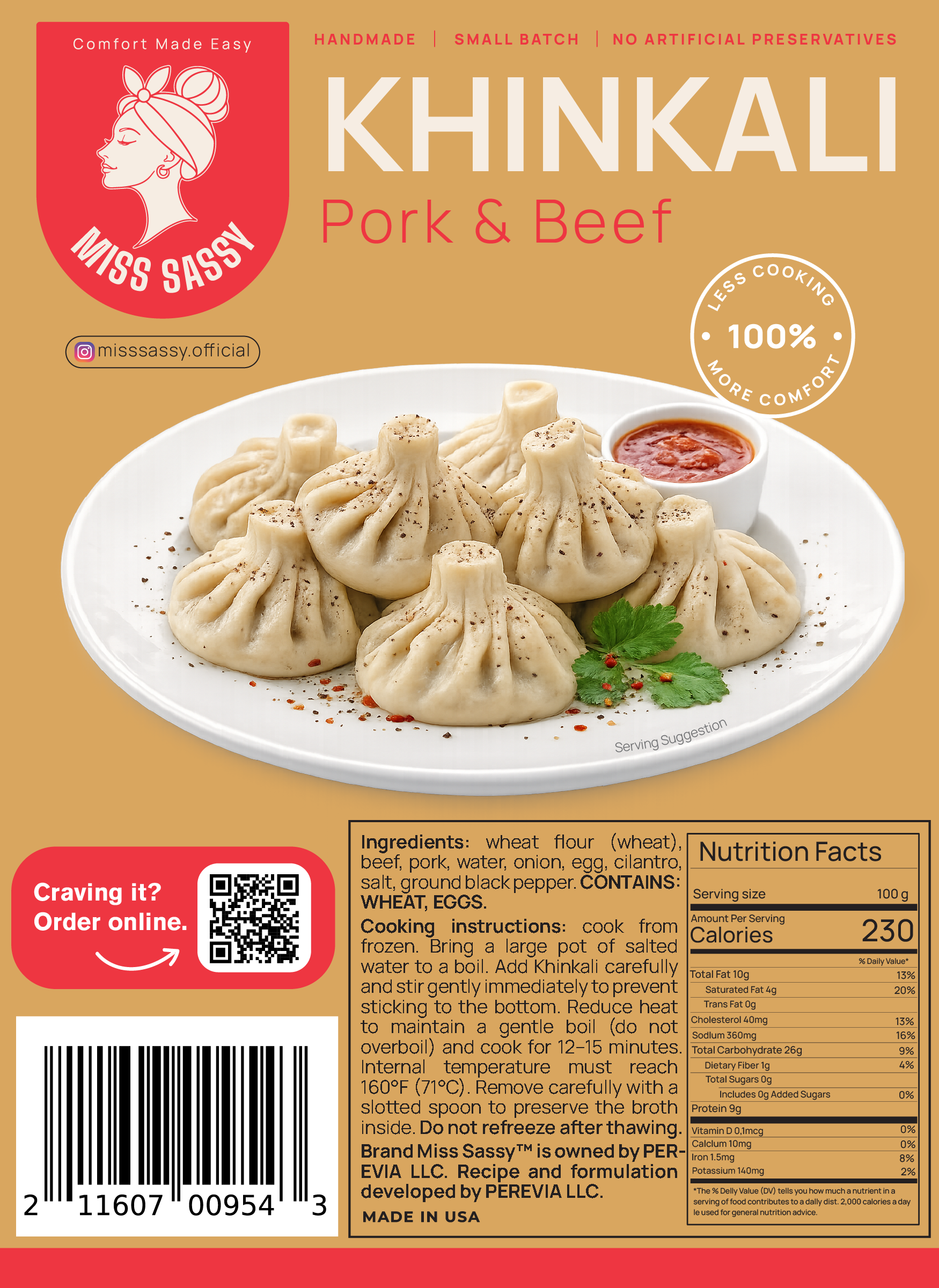 Miss Sassy Khinkali Pork & Beef 1.5lb