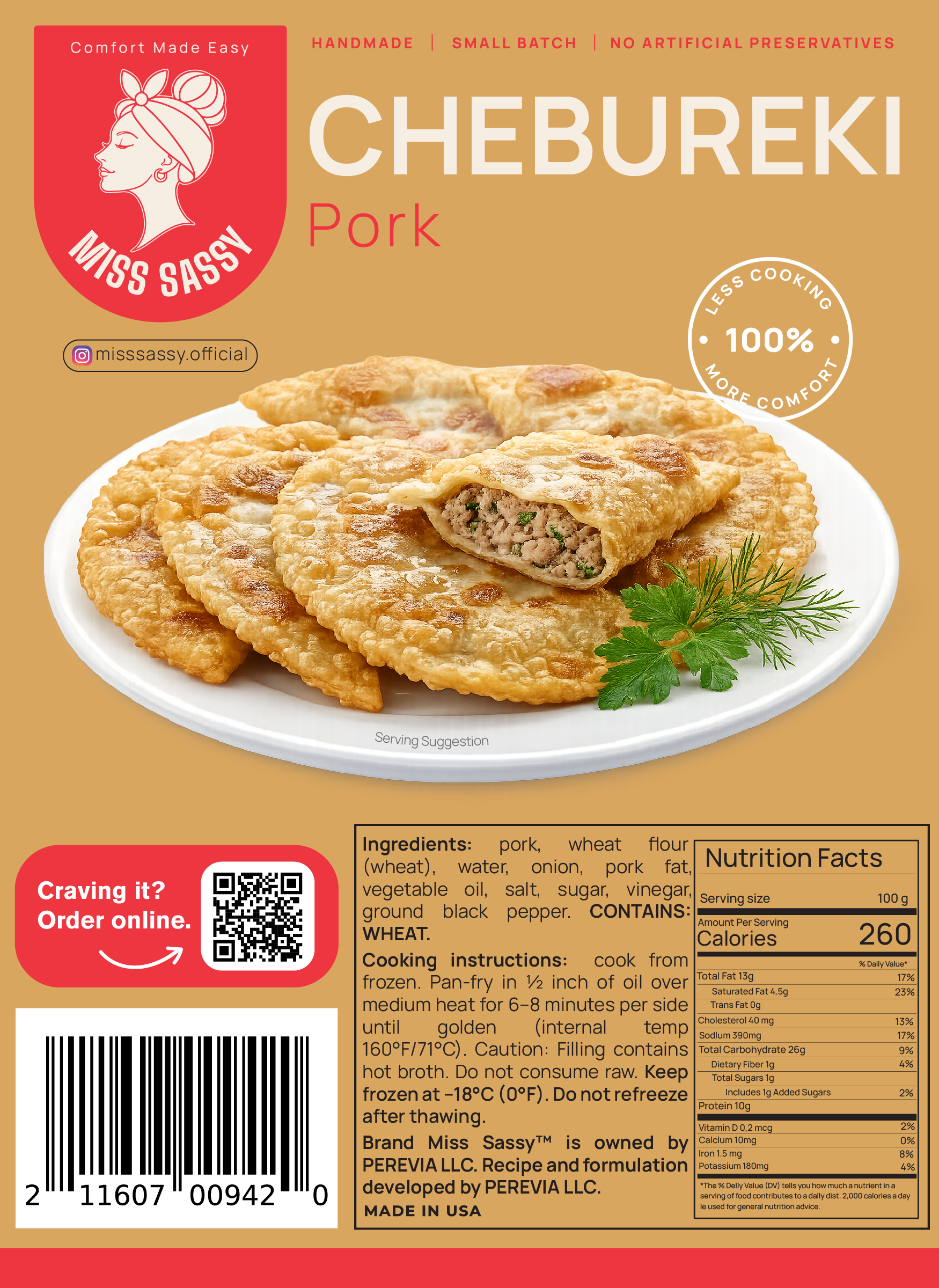 Miss Sassy Chebureki Pork 1lb