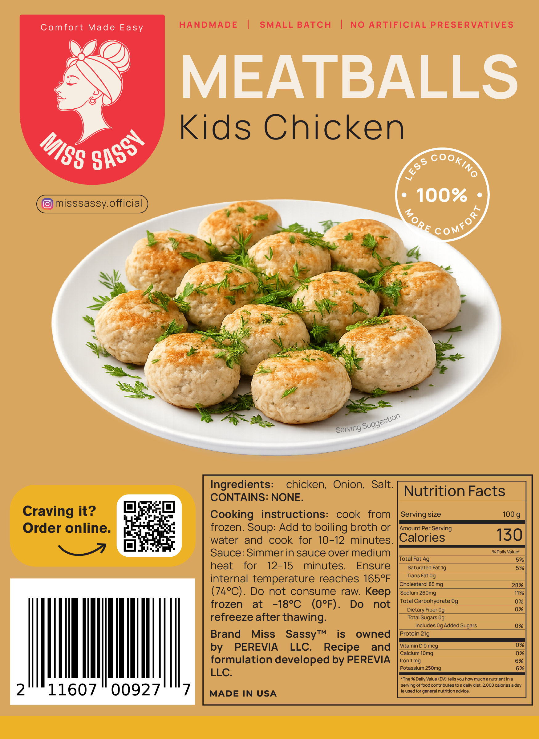 Miss Sassy Kids Chicken Meatballs 1lb