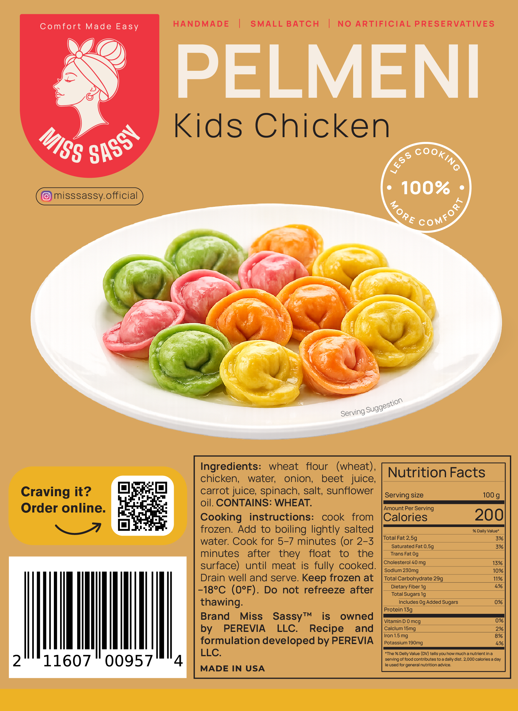 Miss Sassy Pelmeni Kids Chicken 2lb