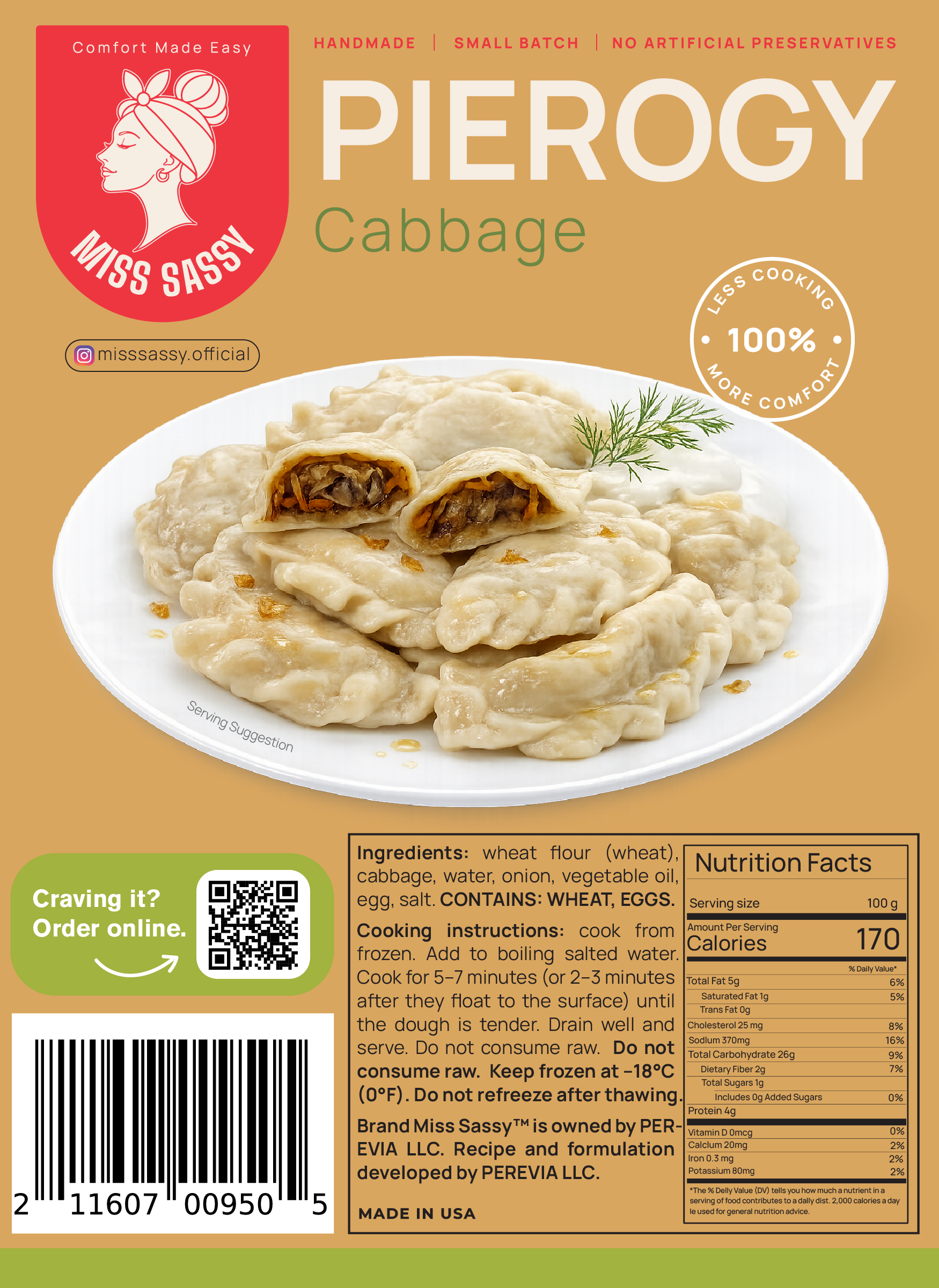 Miss Sassy Pierogy Cabbage 1.5lb