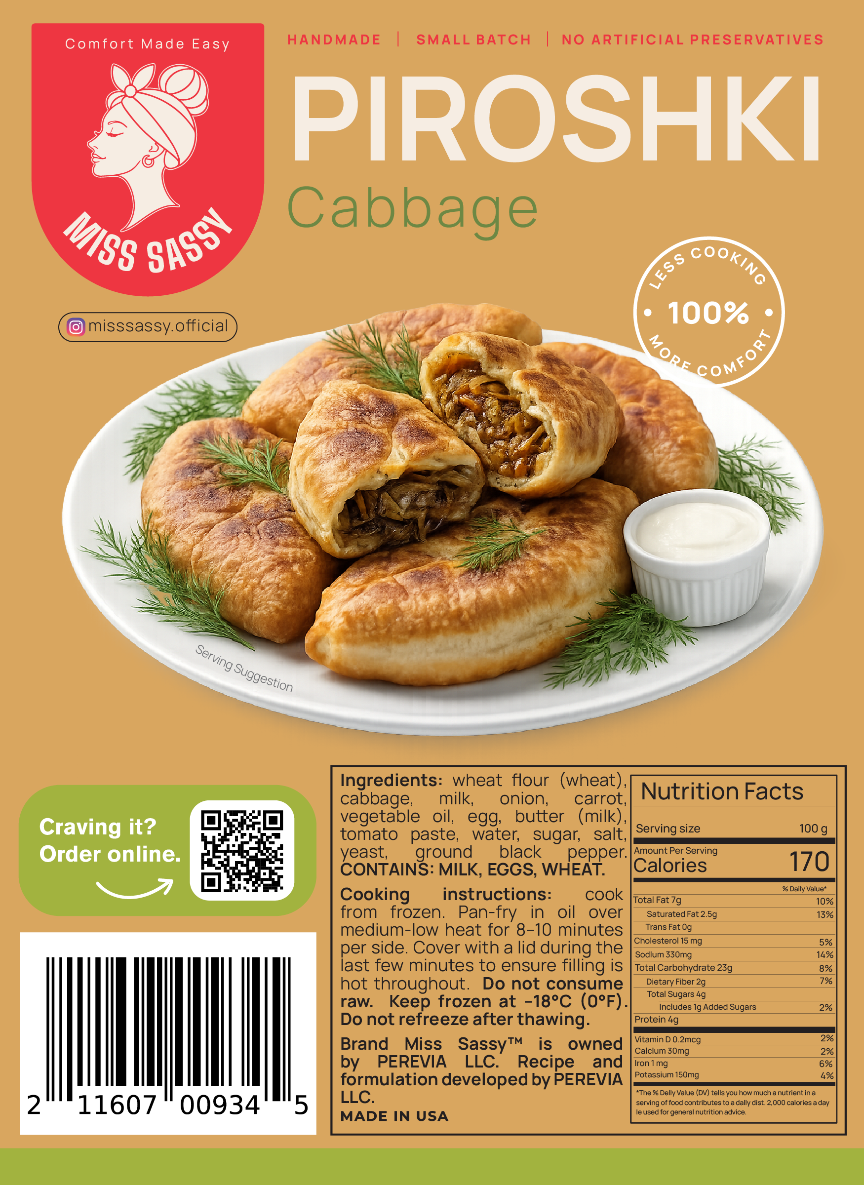 Miss Sassy Piroshki Cabbage 1.2lb
