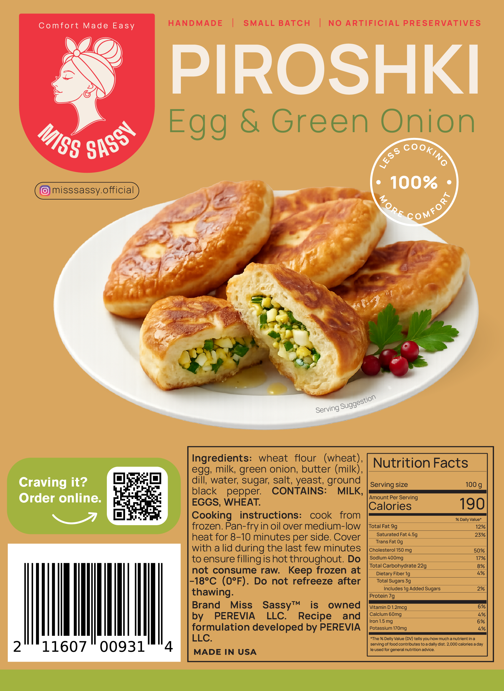 Miss Sassy Piroshki Egg & Green Onion 1.2lb