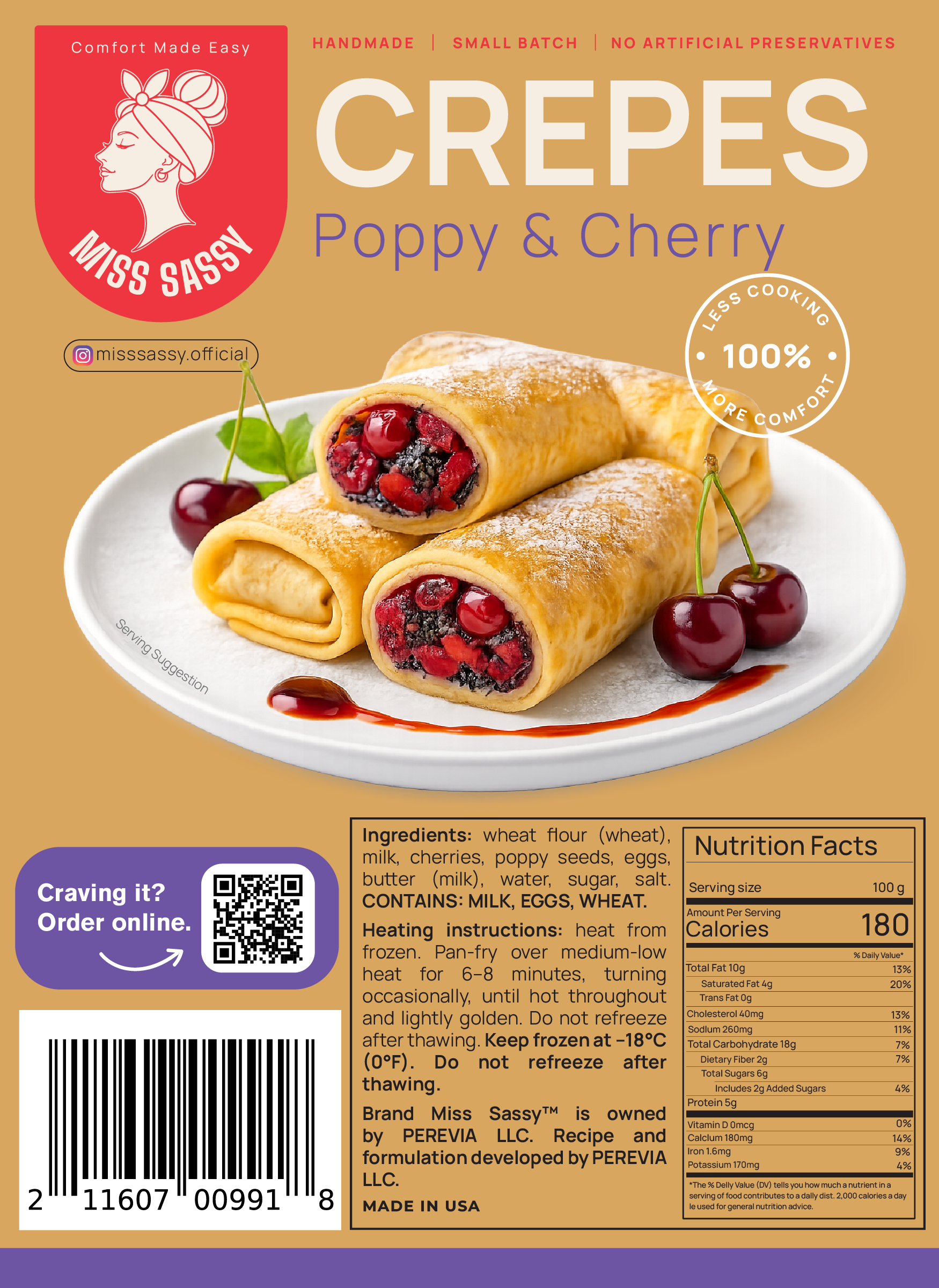 Miss Sassy Crepes Poppy & Cherry 1lb