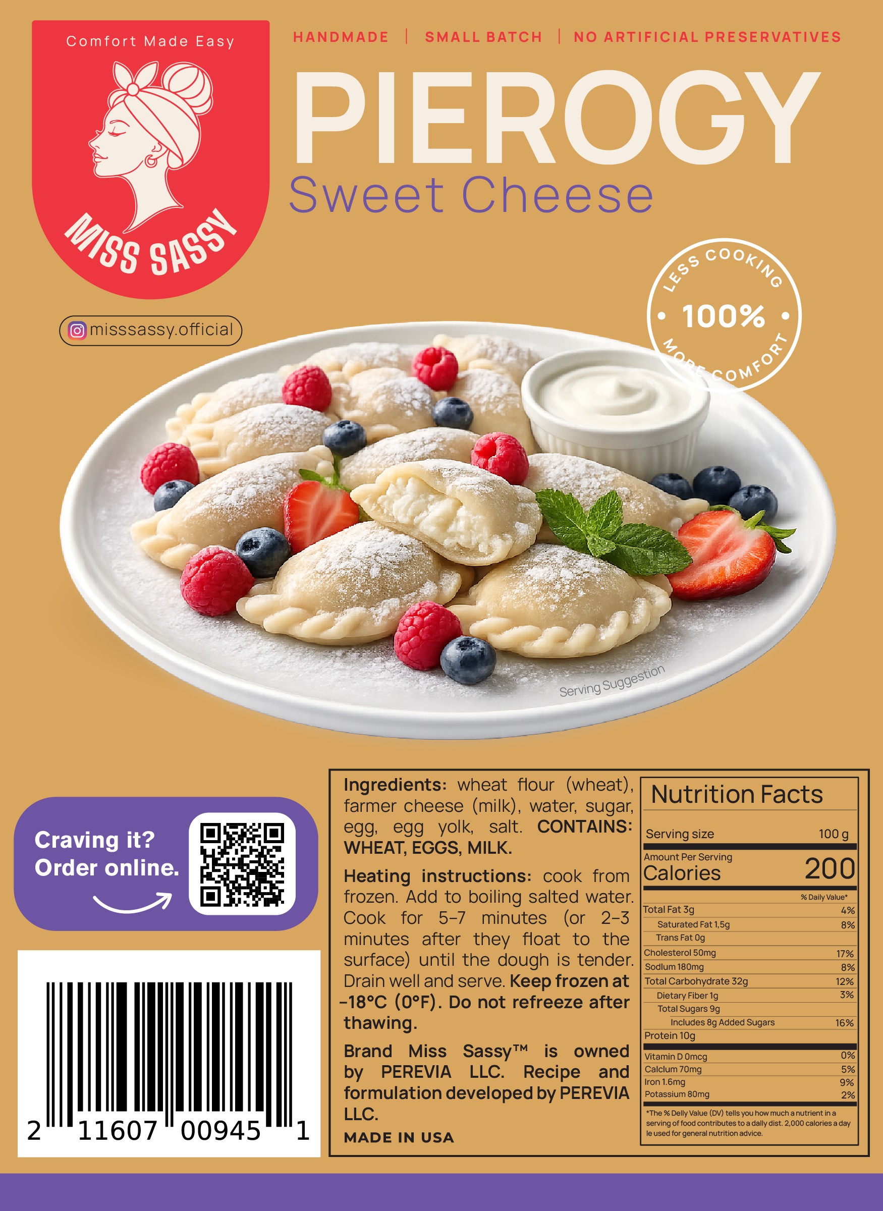 Miss Sassy Pierogy Sweet Cheese 1.5lb