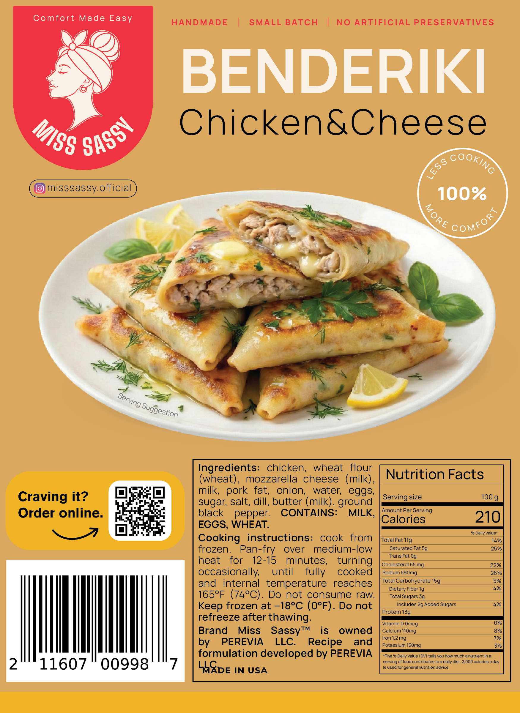 Miss Sassy Benderiki Chicken & Cheese 1.35lb
