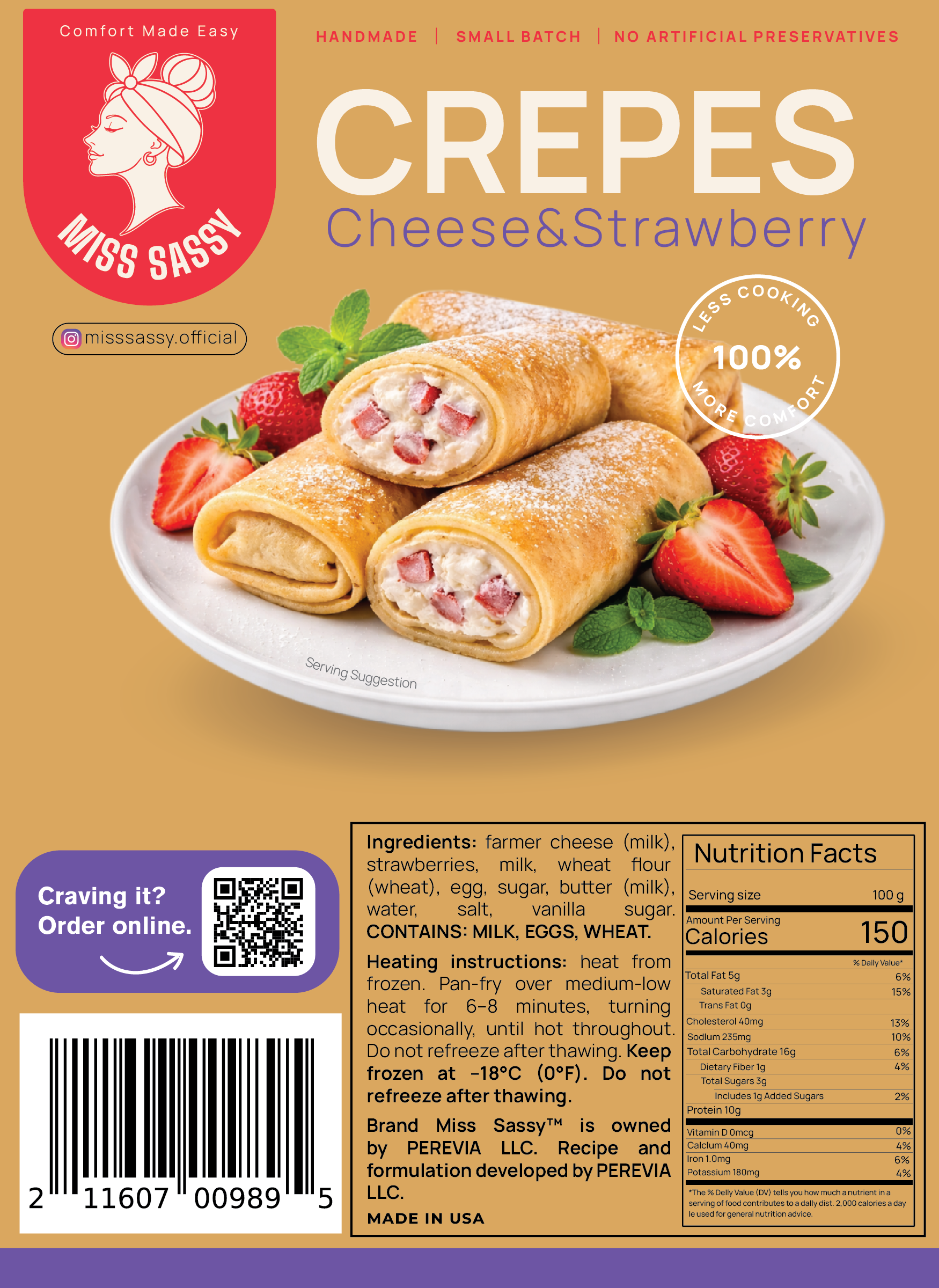 Miss Sassy Crepes Cheese & Strawberry 1lb