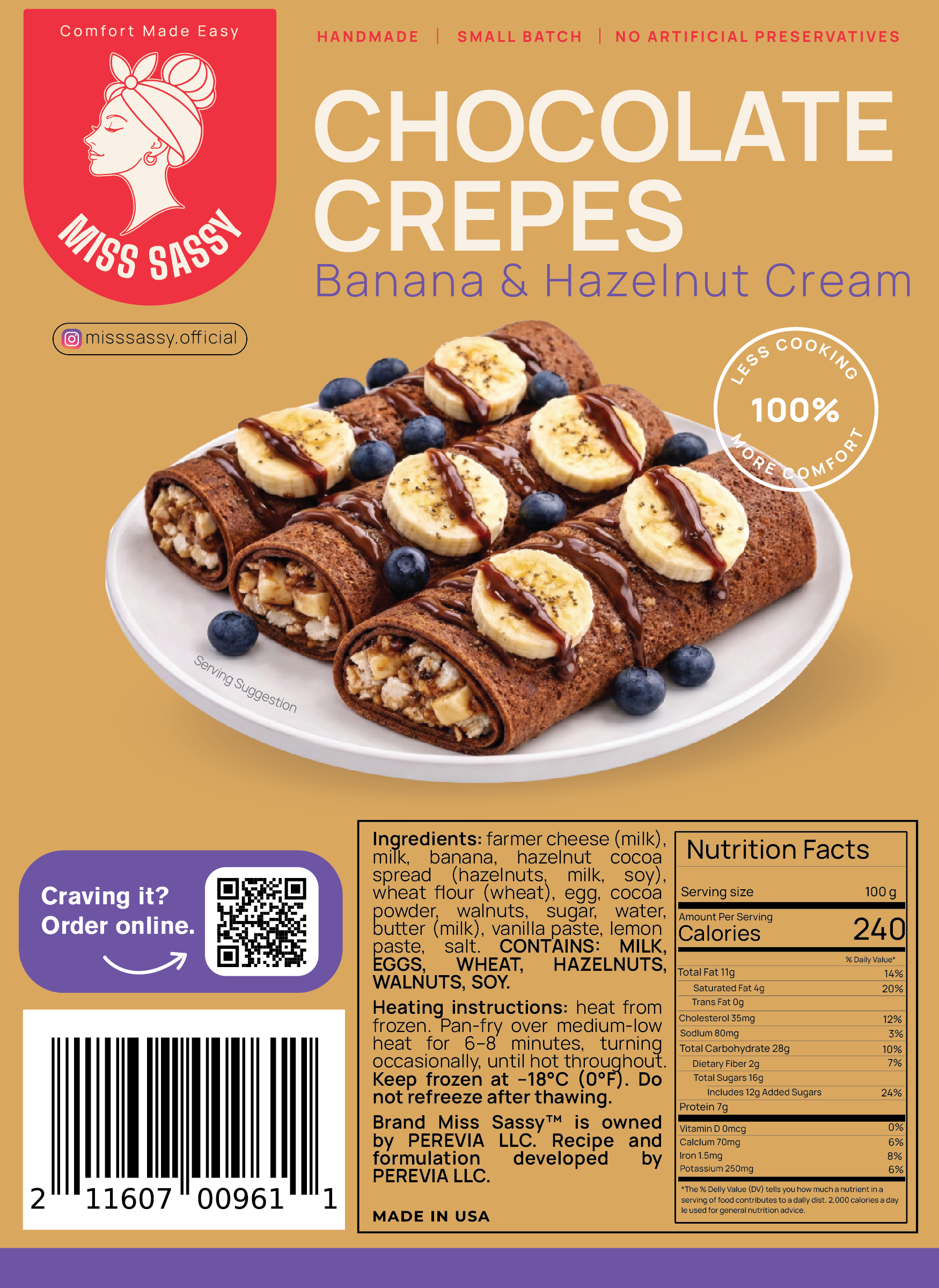 Miss Sassy Chocolate Crepes Banana & Hazelnut Cream 1lb