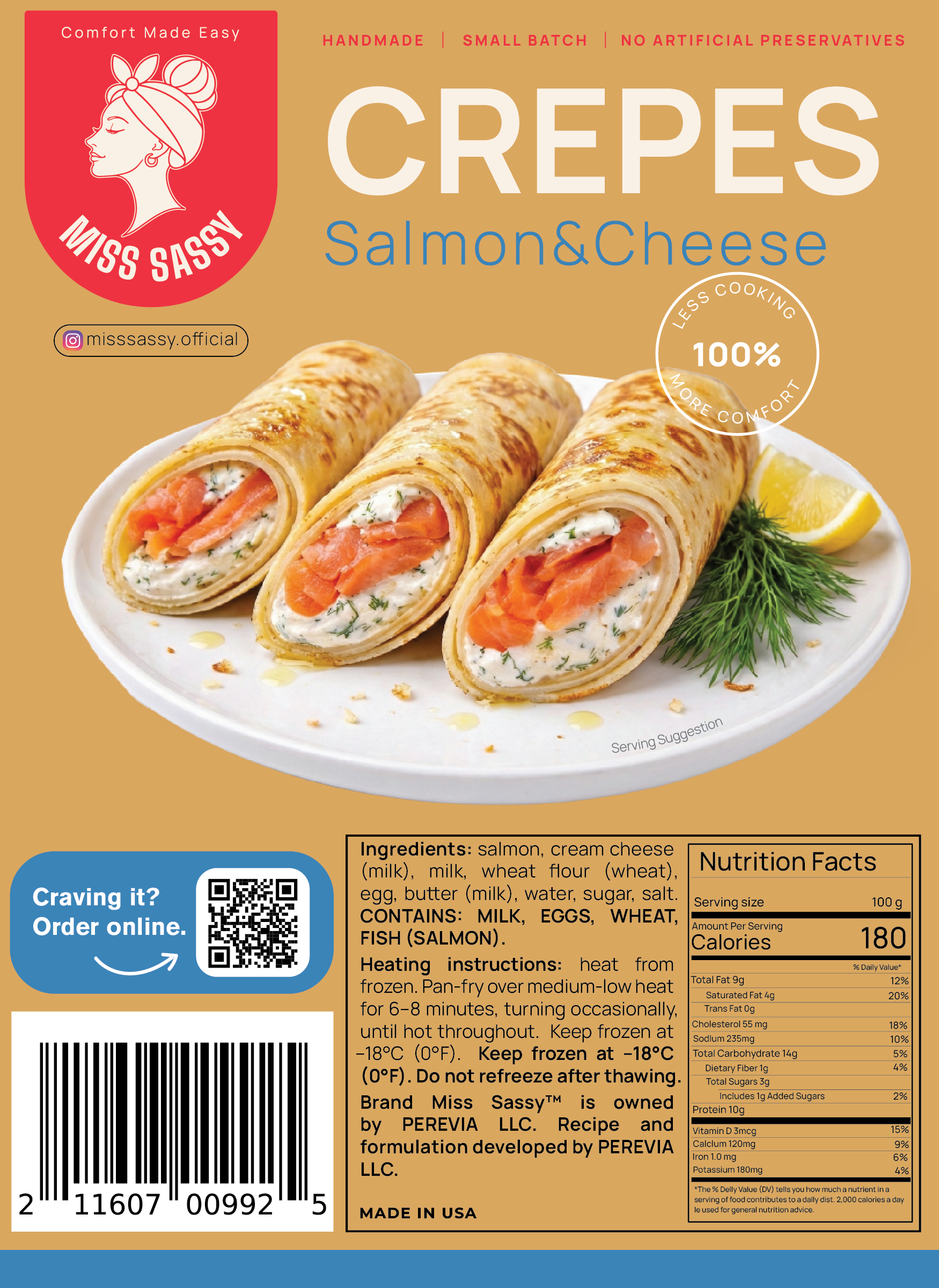 Miss Sassy Crepes Salmon & Cheese 1lb