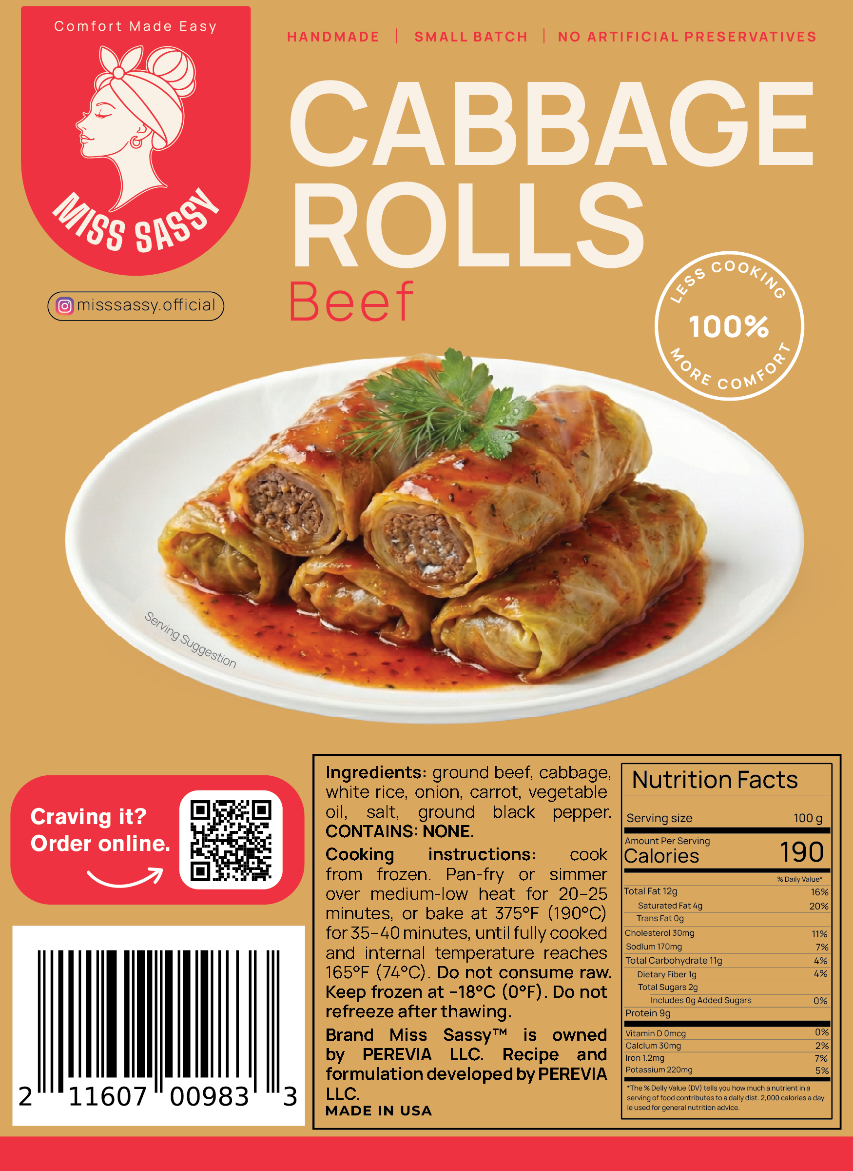 Miss Sassy Голубцы с говядиной, 1.75 lb
