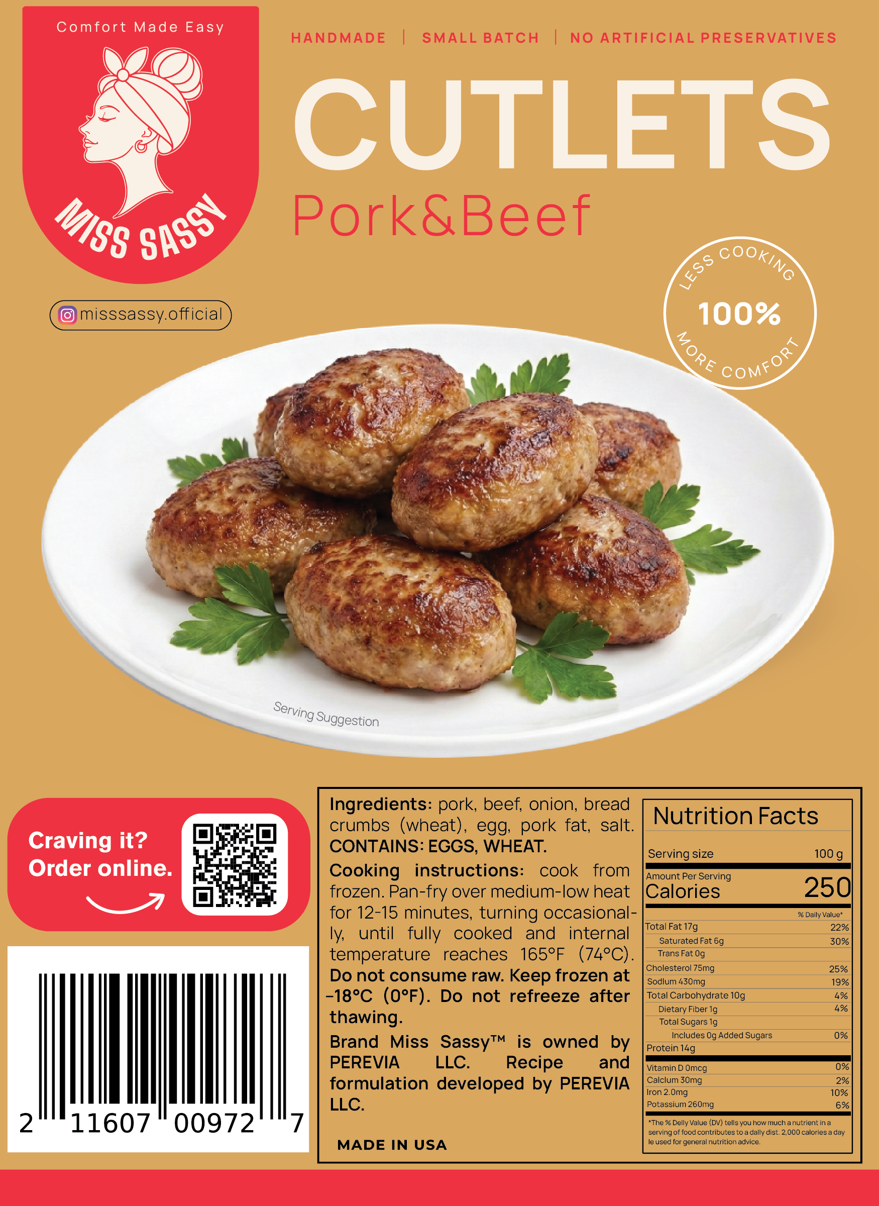 Miss Sassy Cutlets Pork & Beef 1.15lb