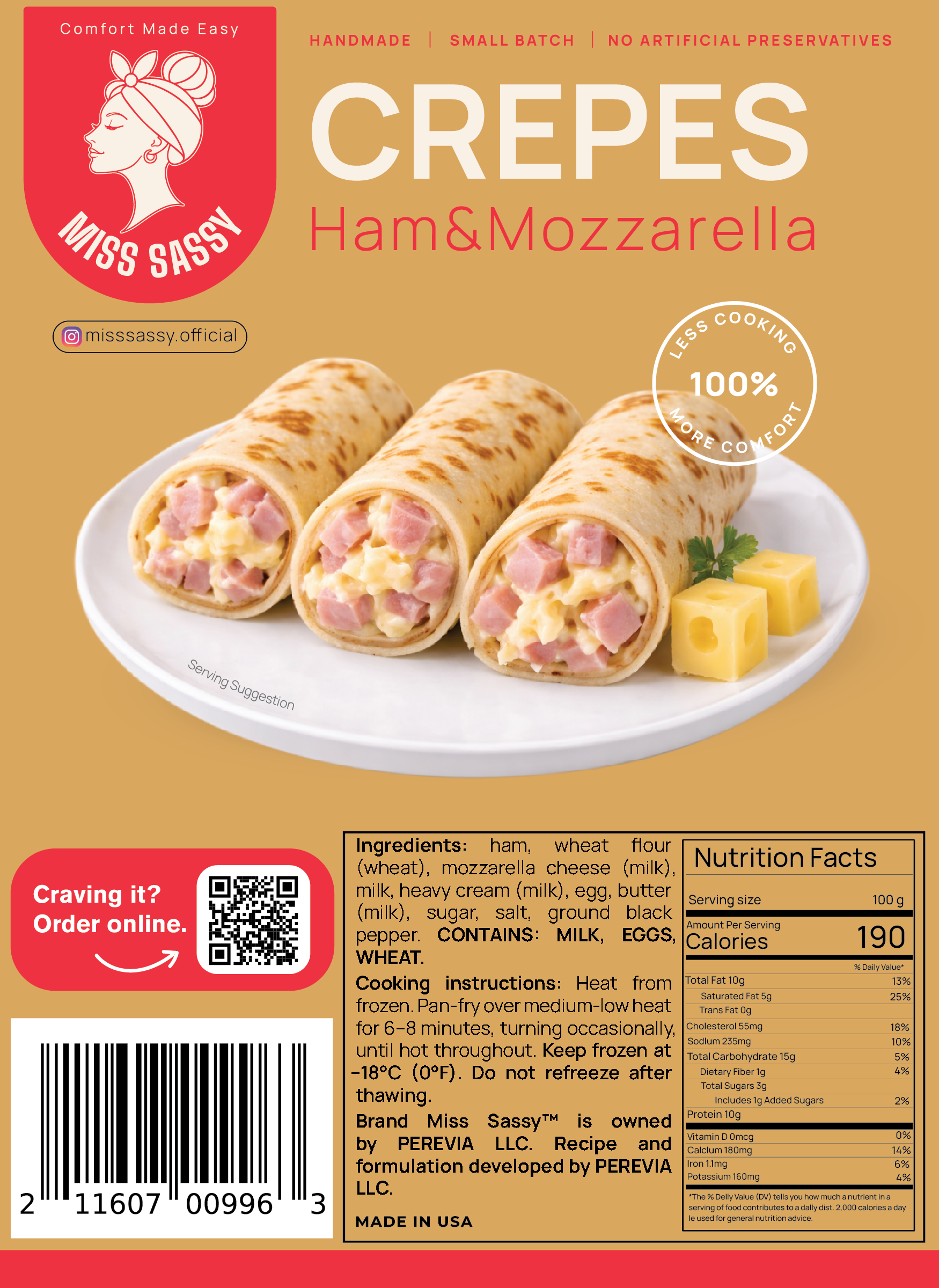 Miss Sassy Crepes Ham & Mozzarella 1lb