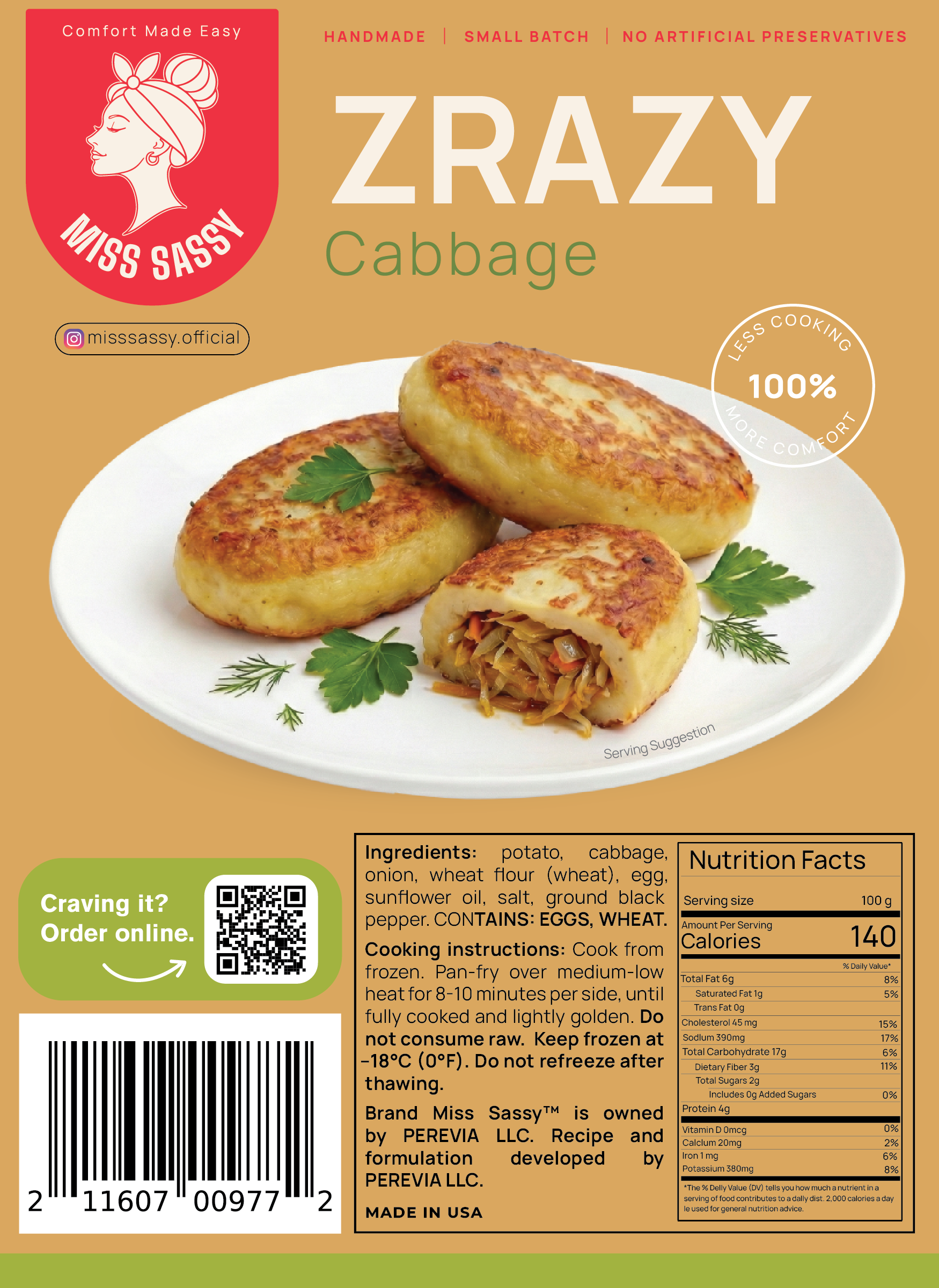 Miss Sassy Zrazy Cabbage 1.15lb